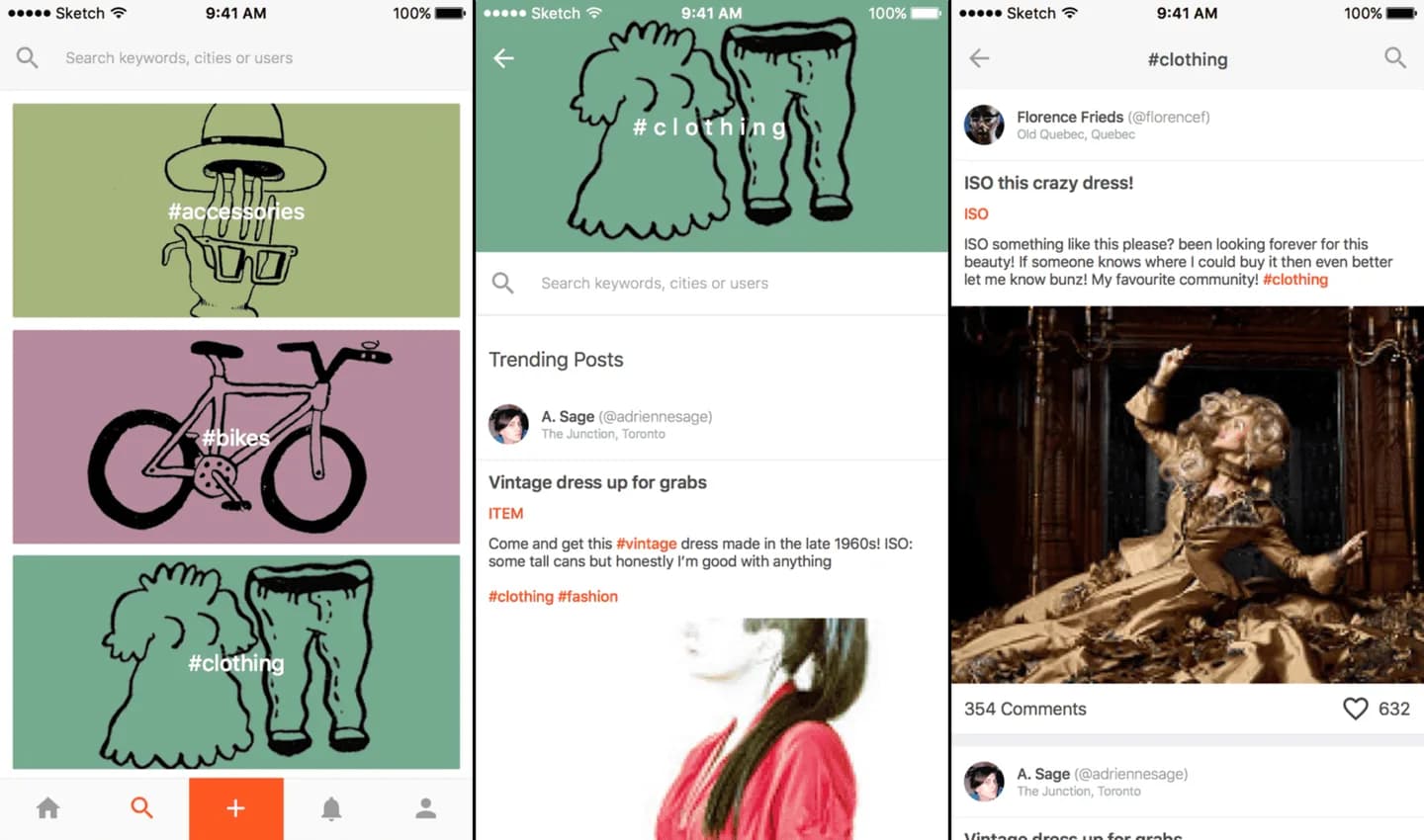 Trending posts and item detail