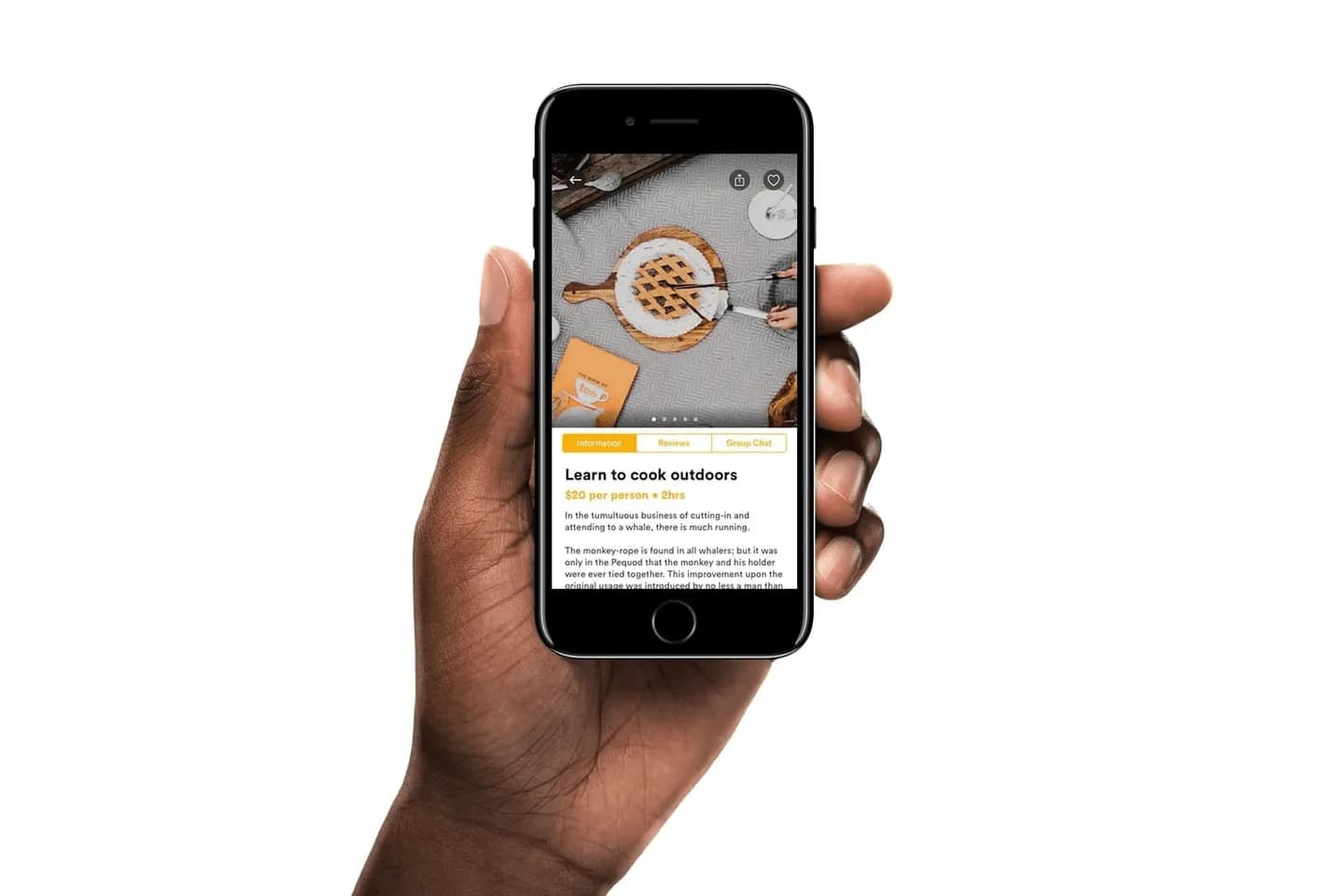 An experience on a phone: learn to cook outdoors