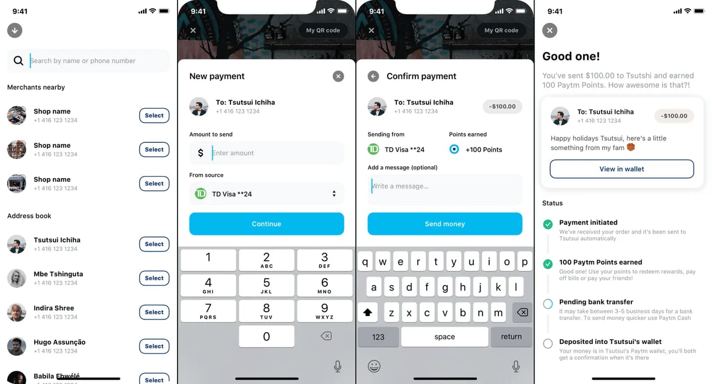 Peer-to-peer payment flow