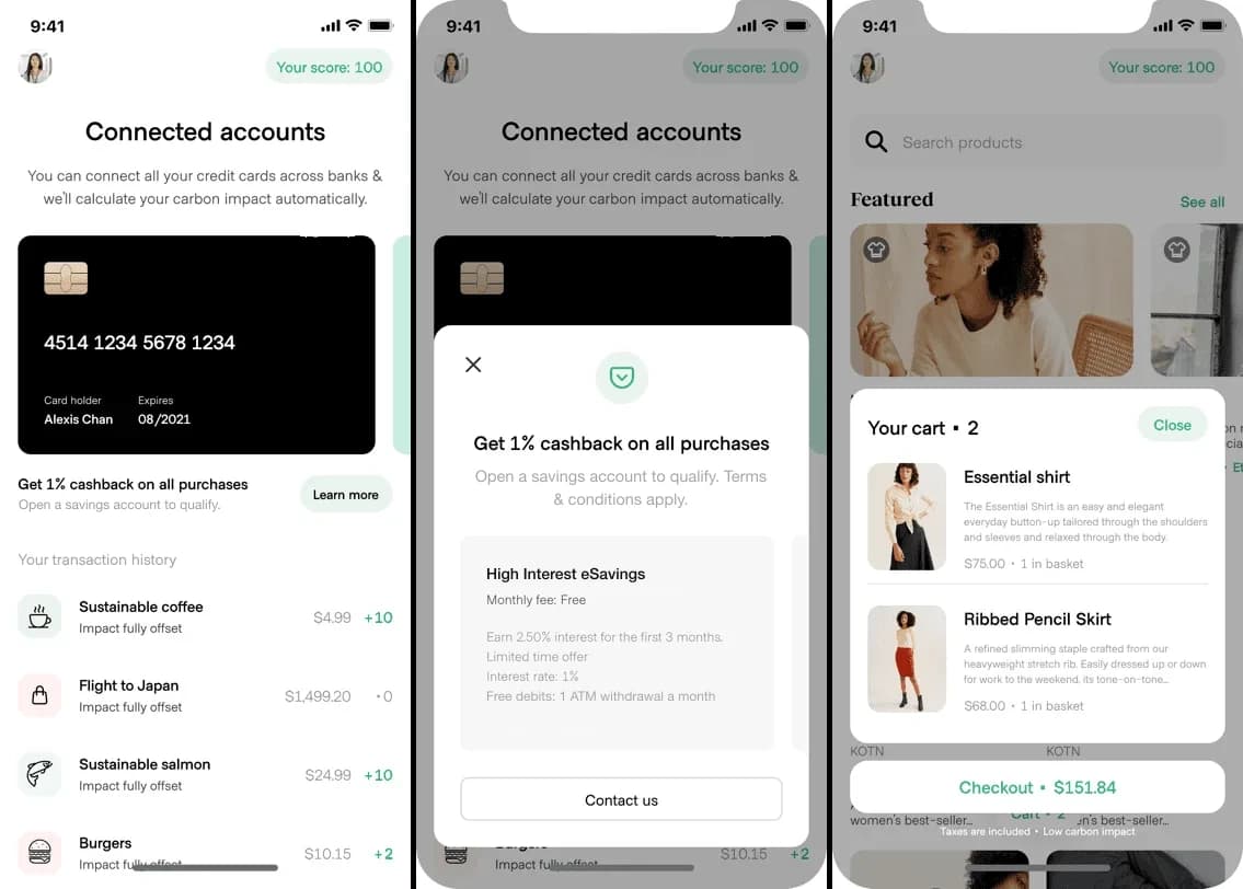 Connected accounts, cashback and an impact cart