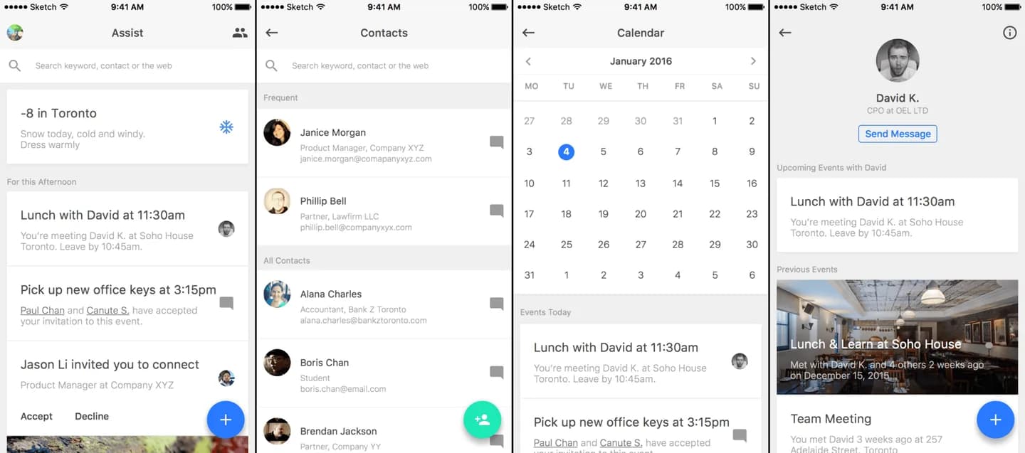 Personal assistant: inbox, contacts and calendar
