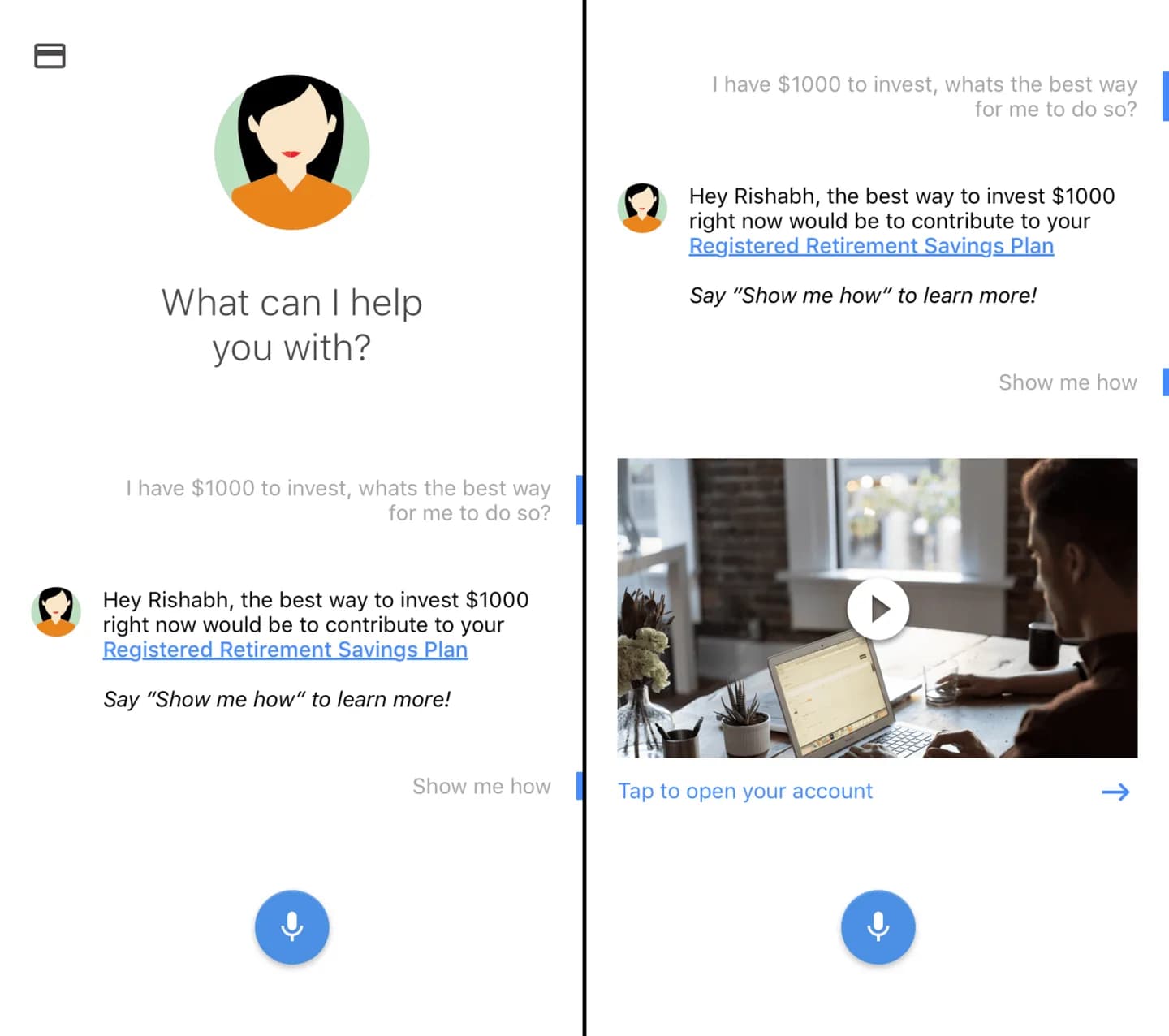 Voice assistant for banking