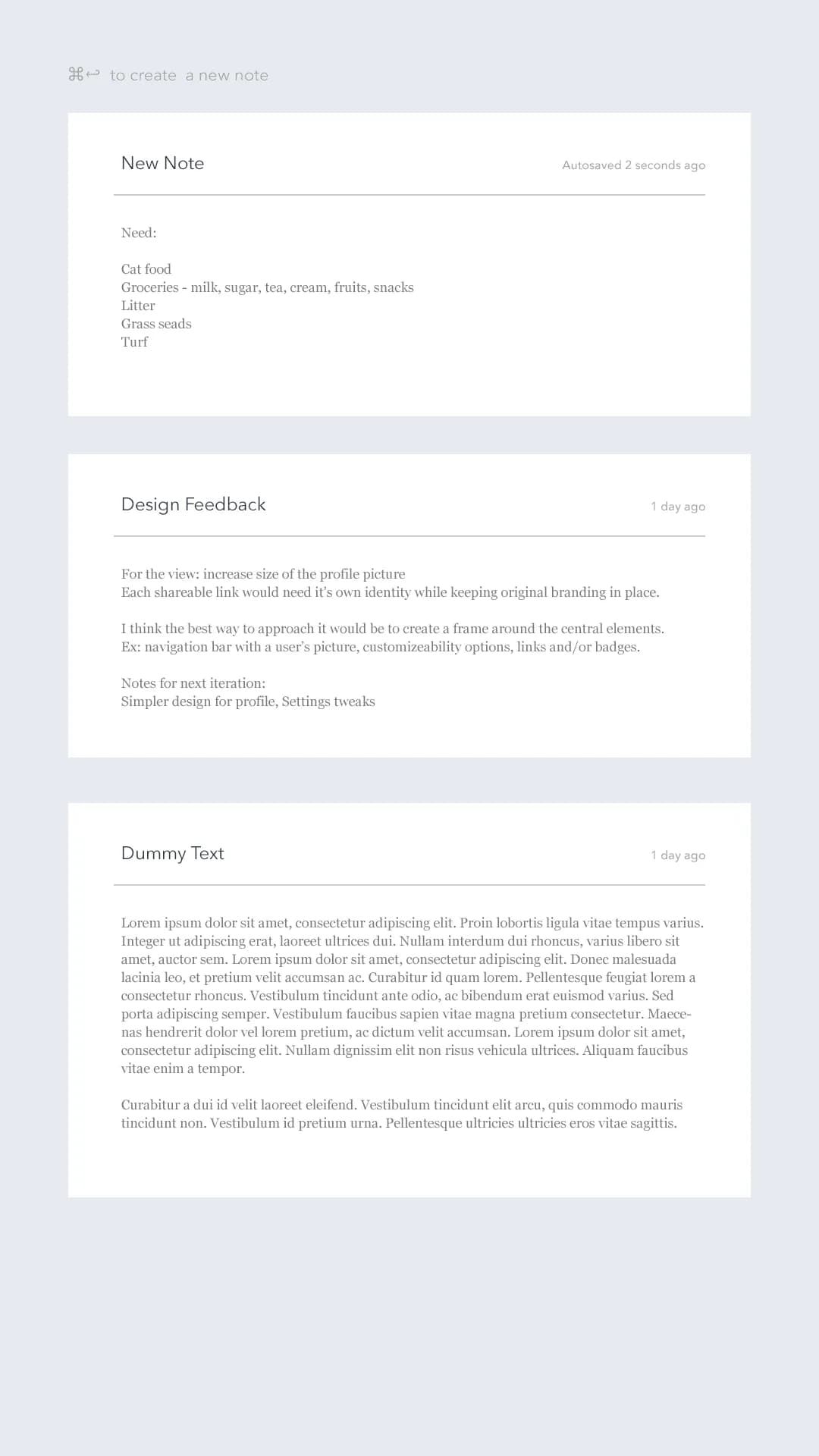 A minimal notes app